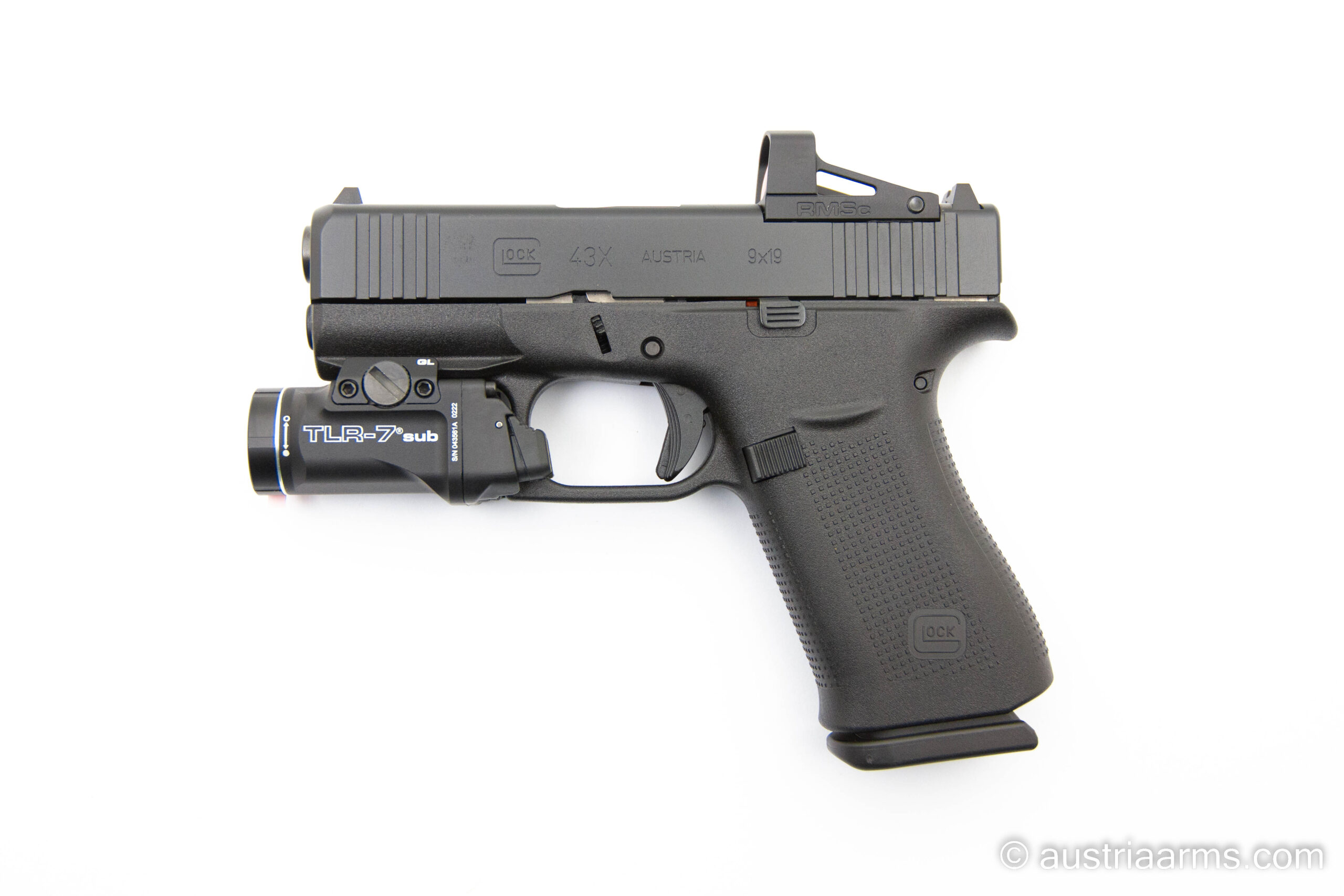 Glock 43X Optics Ready: inklusive Shield RMSc Reddot + Streamlight TLR-7 sub